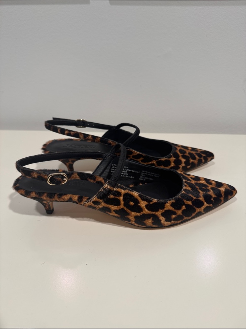 J Crew NWOT Pointed Slingback Flats - calf hair leopard - Picture 3 of 6